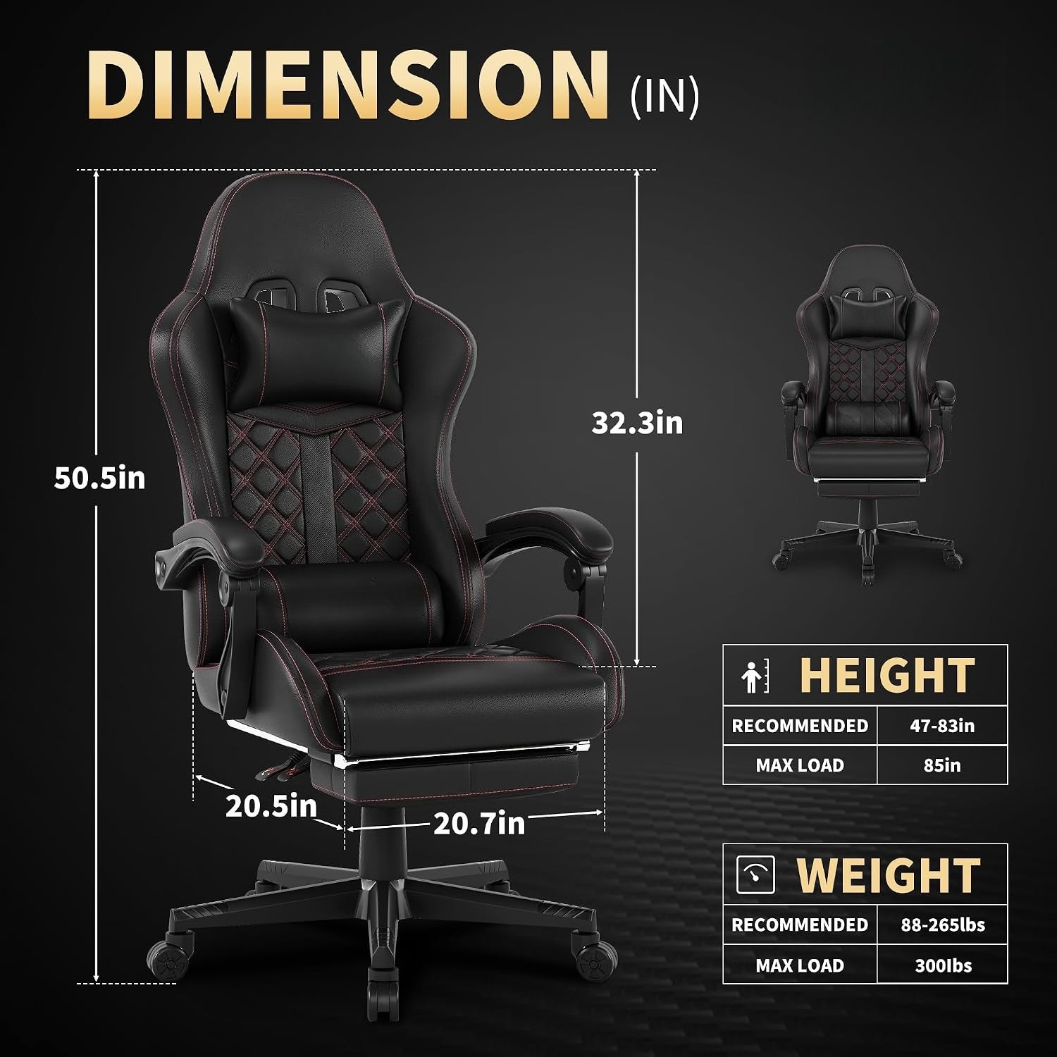 400LB Spring Cushion Gaming Chair