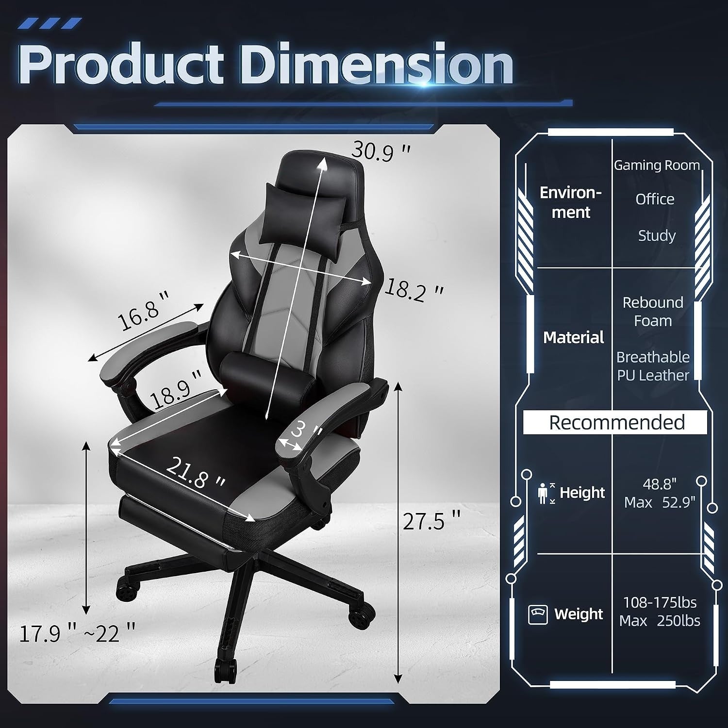 Massage High Back Gaming Chair