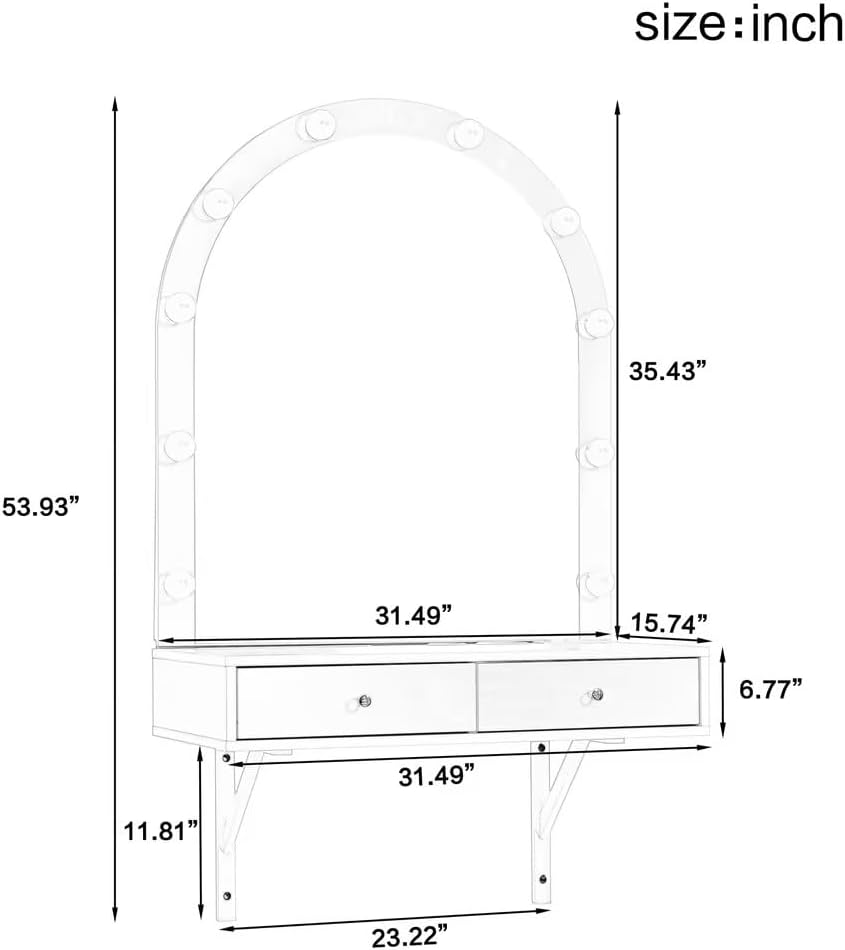 Light Mirror Wall Makeup Vanity
