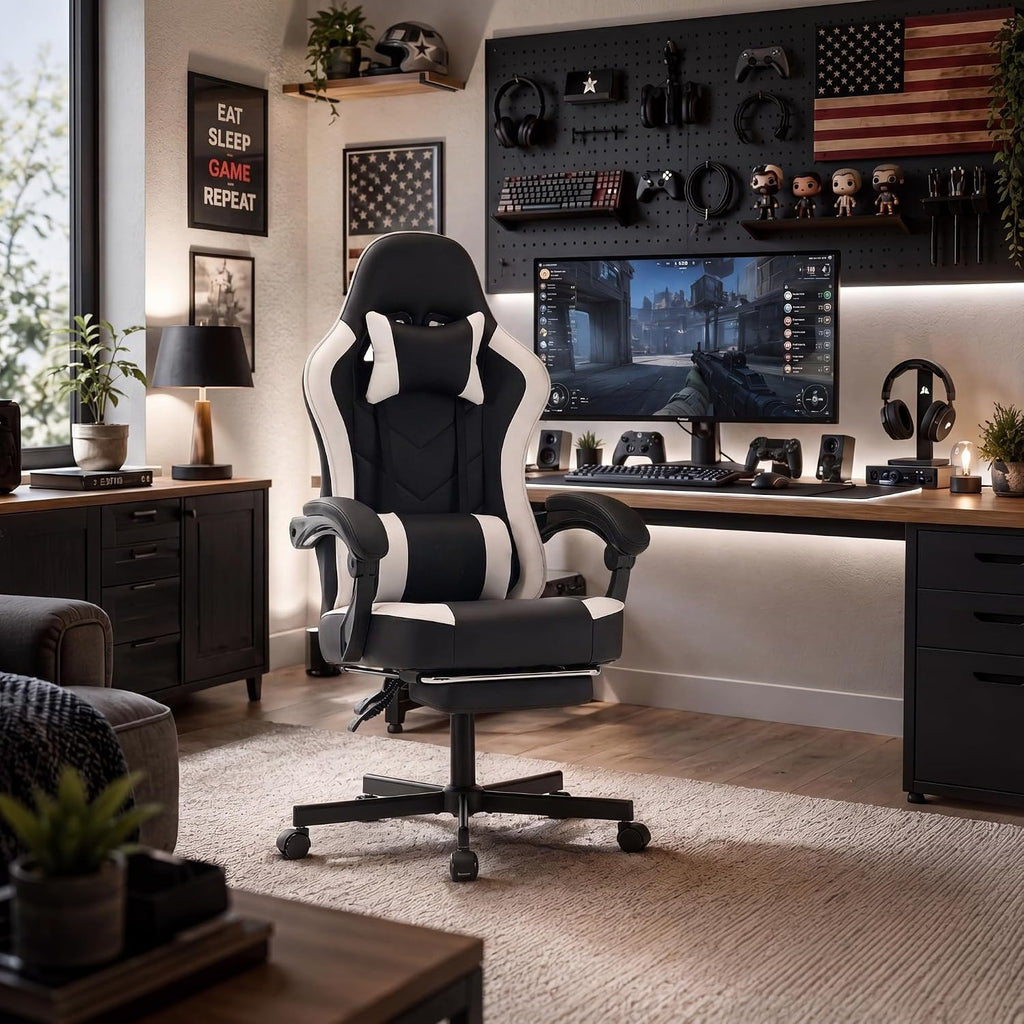 Spring Cushion Footrest Gaming Chair