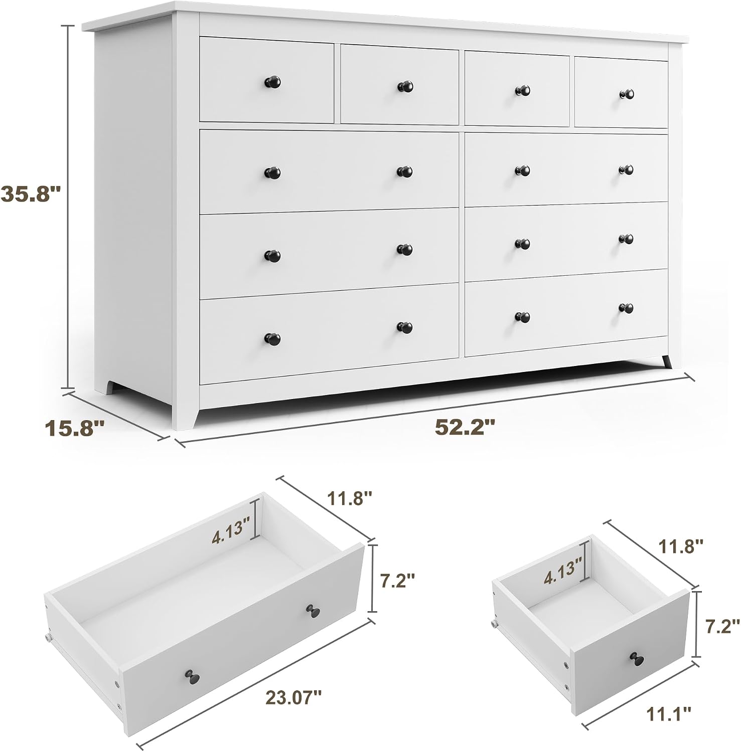 10 Drawer Modern Wood Dresser