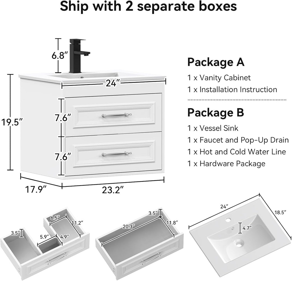 Wall Mount Sink Floating Vanity