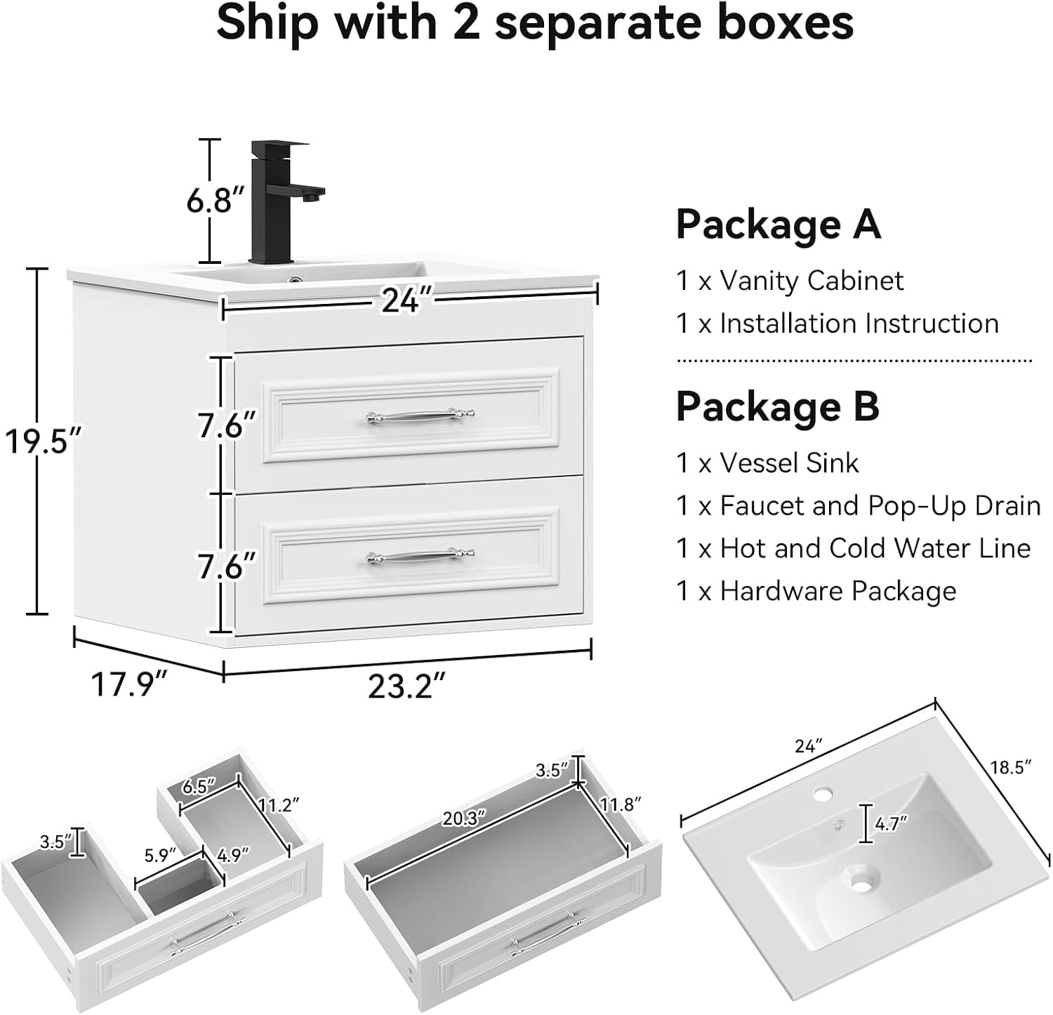 Wall Mount Sink Floating Vanity