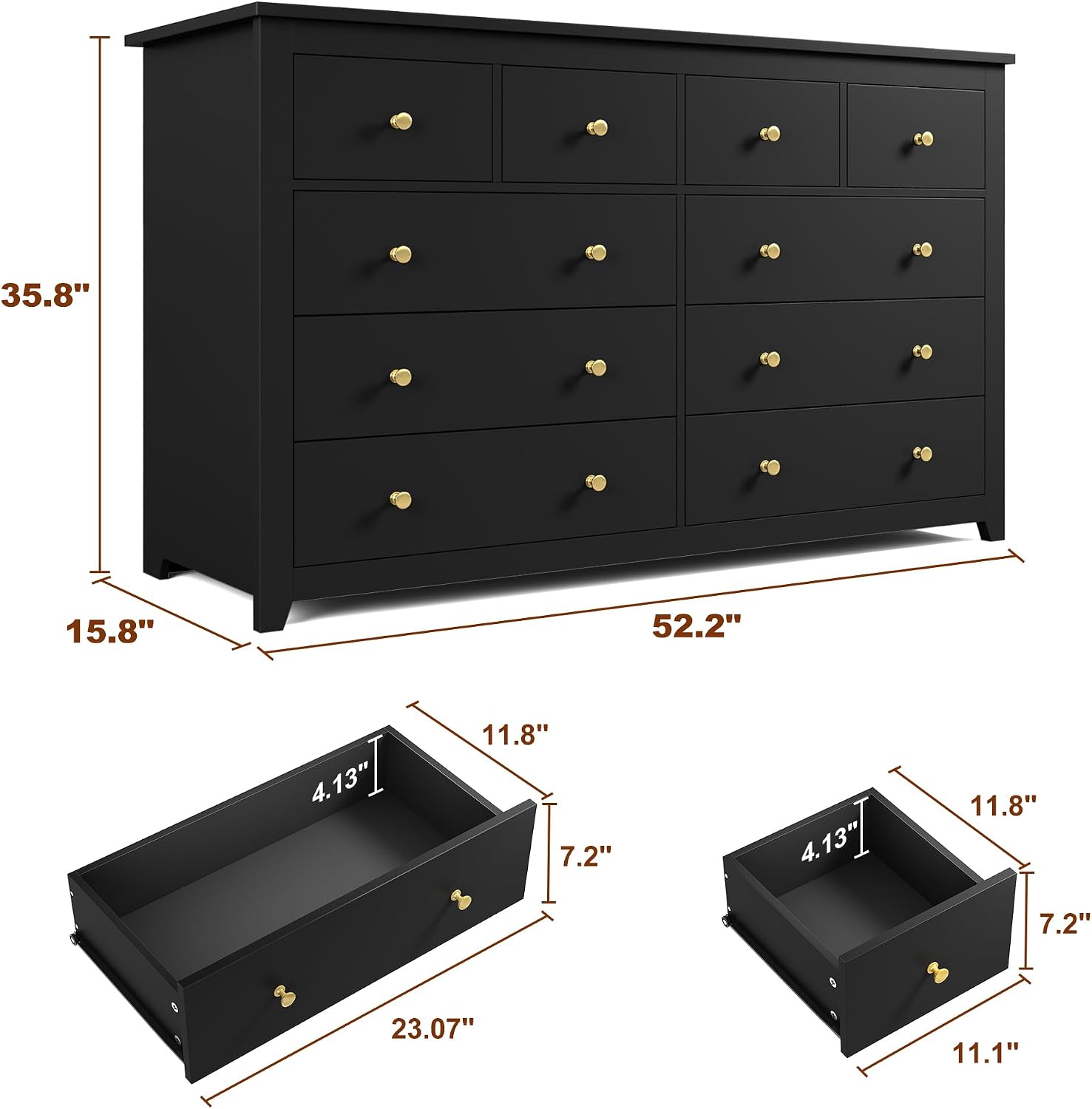 10 Drawer Metal Frame Dresser