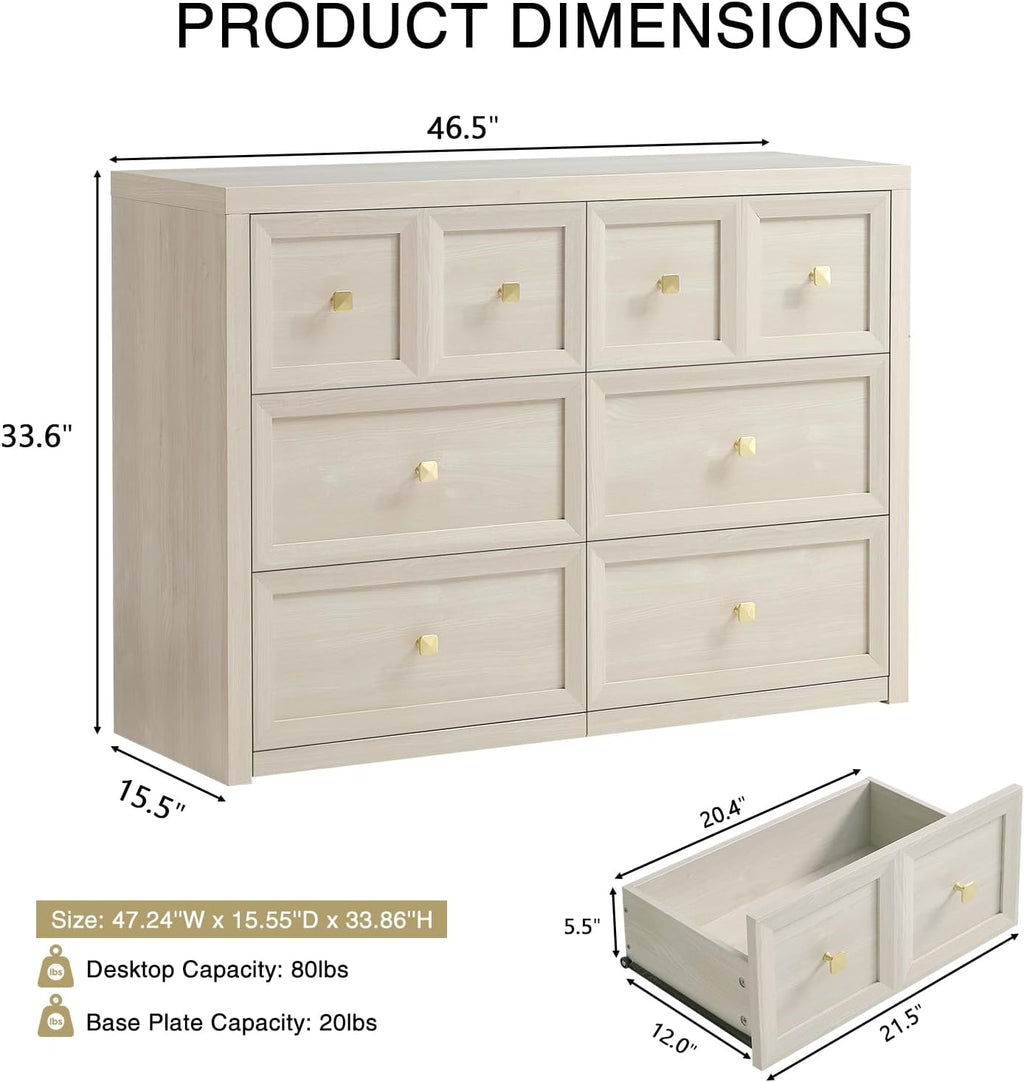 6 Drawer Farmhouse Wood Dresser