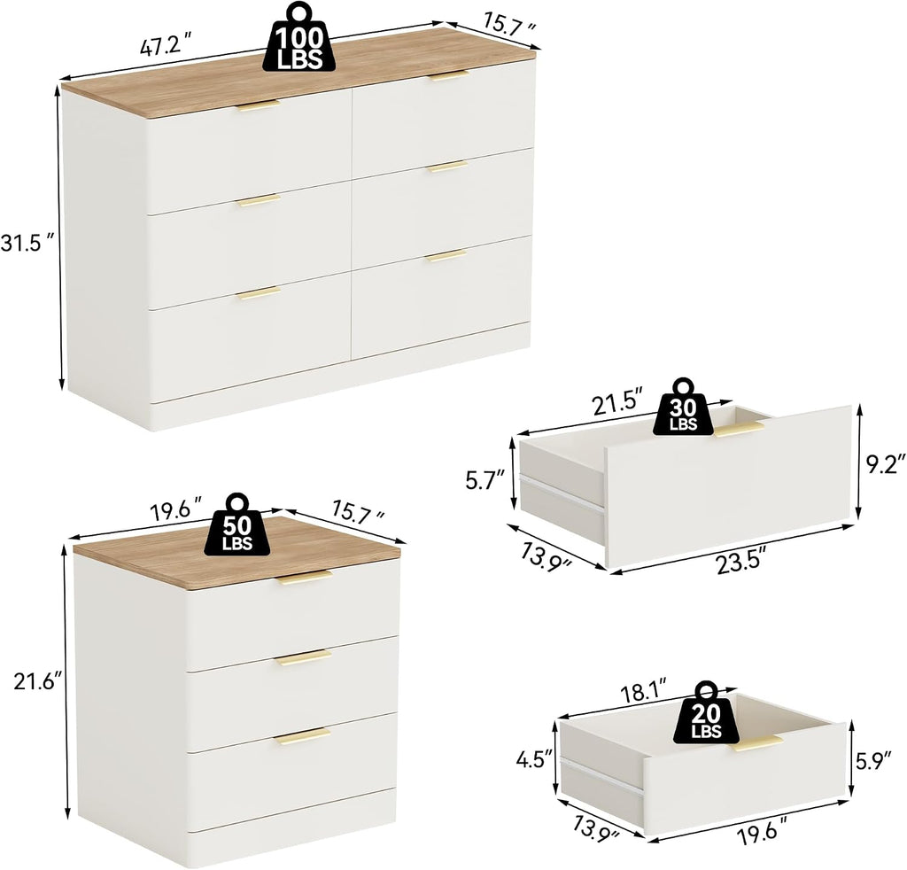 6 Drawer Curved Edge Dresser