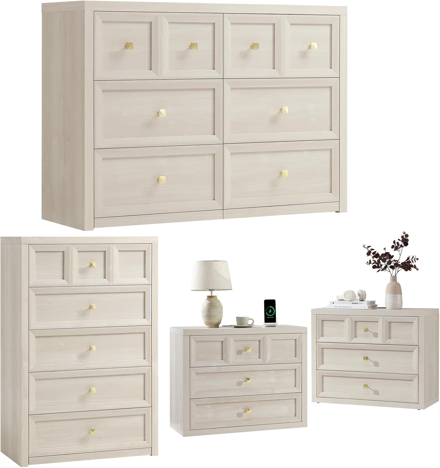 6 Drawer Farmhouse Wood Dresser