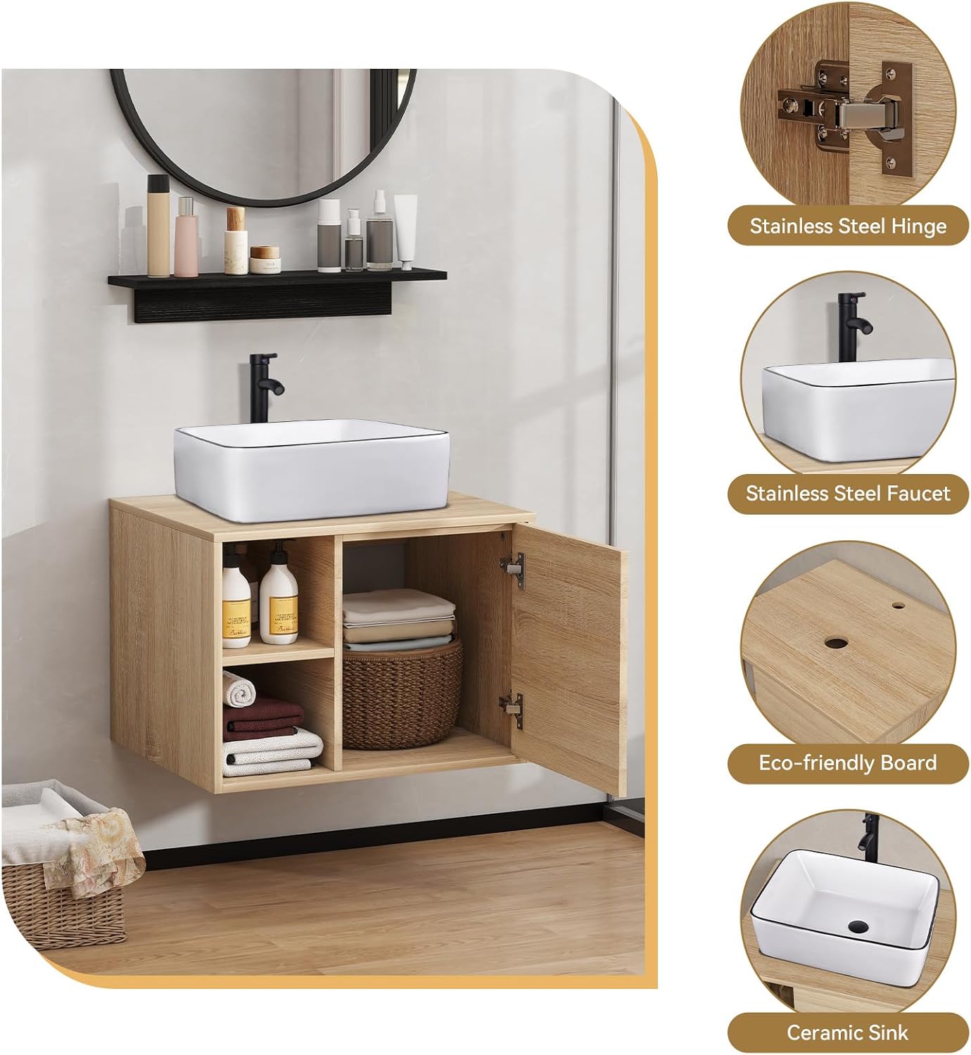 Wall Sink Mirror Floating Vanity