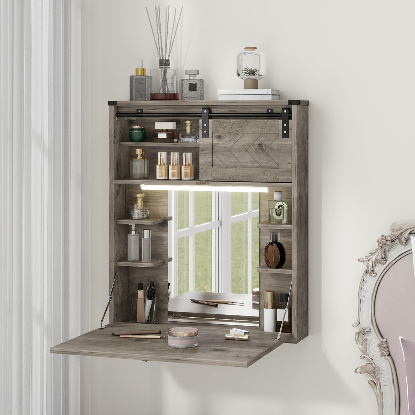 Farmhouse Light Mirror Vanity Desk
