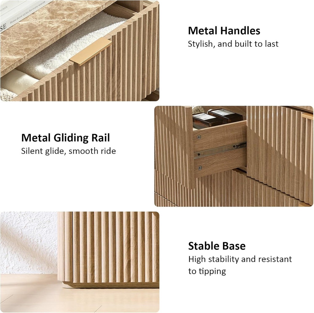 9 Drawer Fluted Wood Dresser