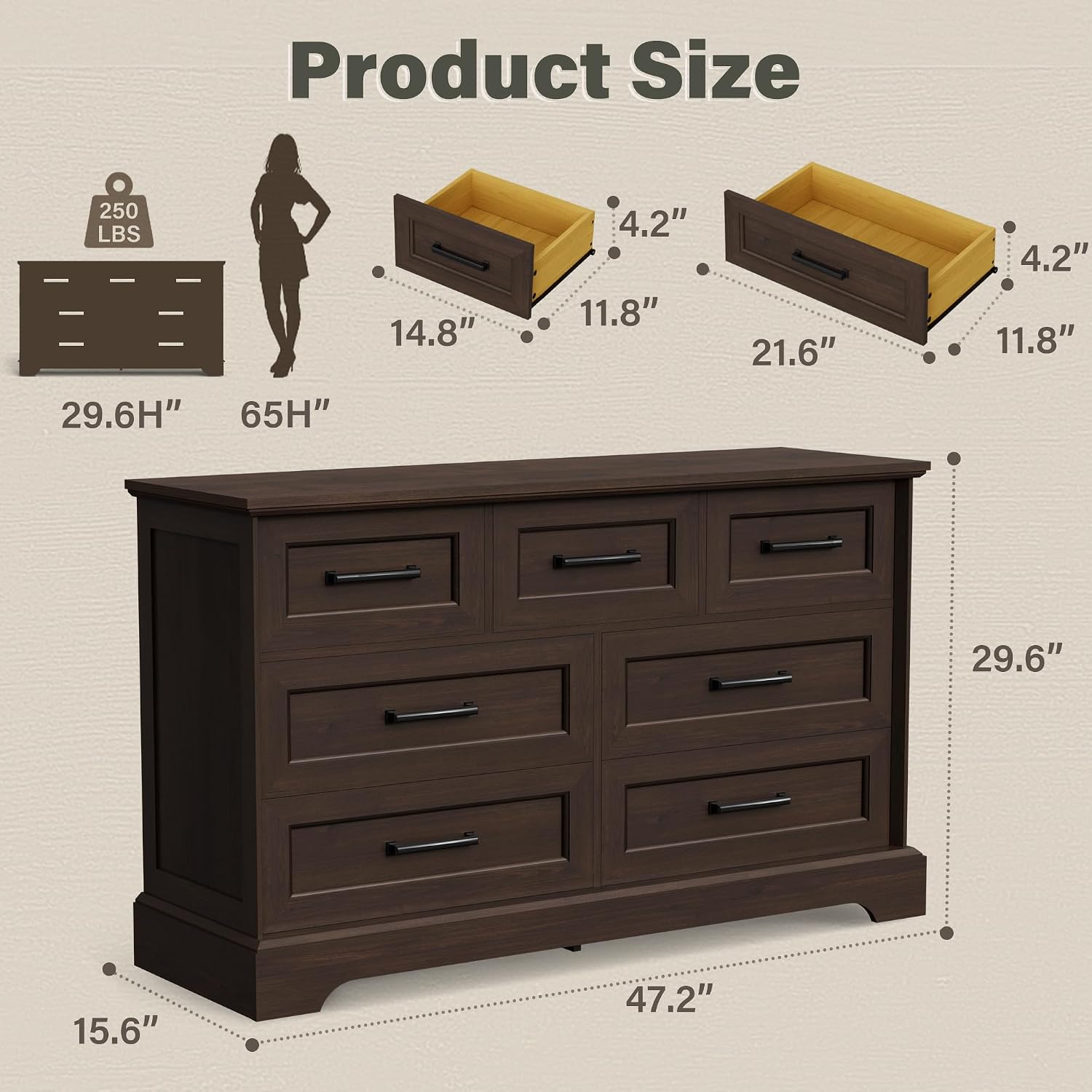 7 Drawer Farmhouse Storage Dresser