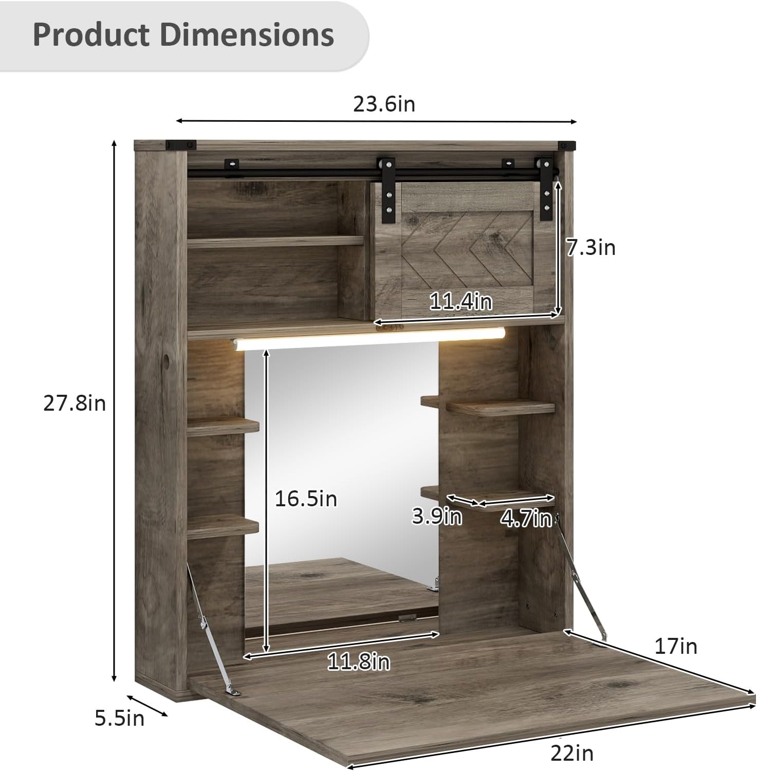 Farmhouse Light Mirror Vanity Desk