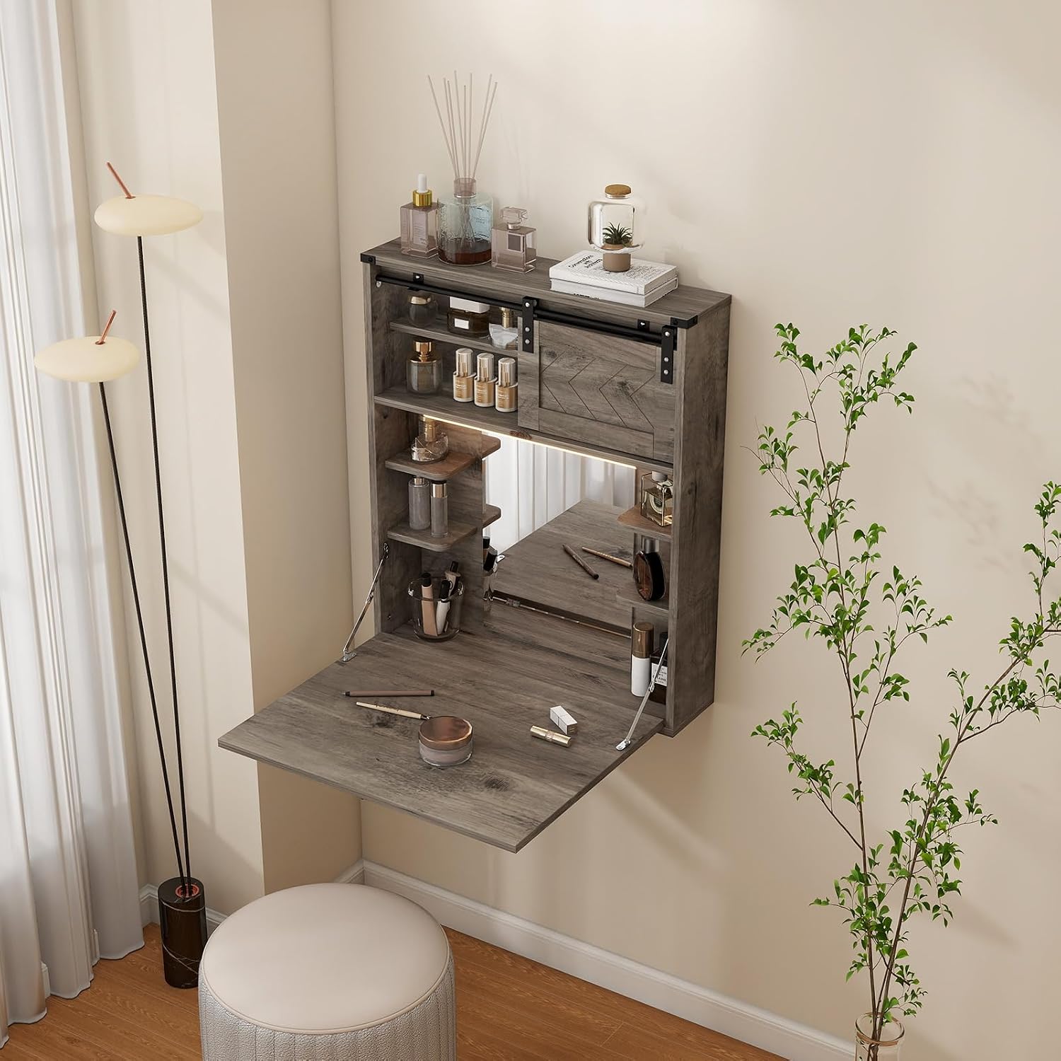 Farmhouse Light Mirror Vanity Desk