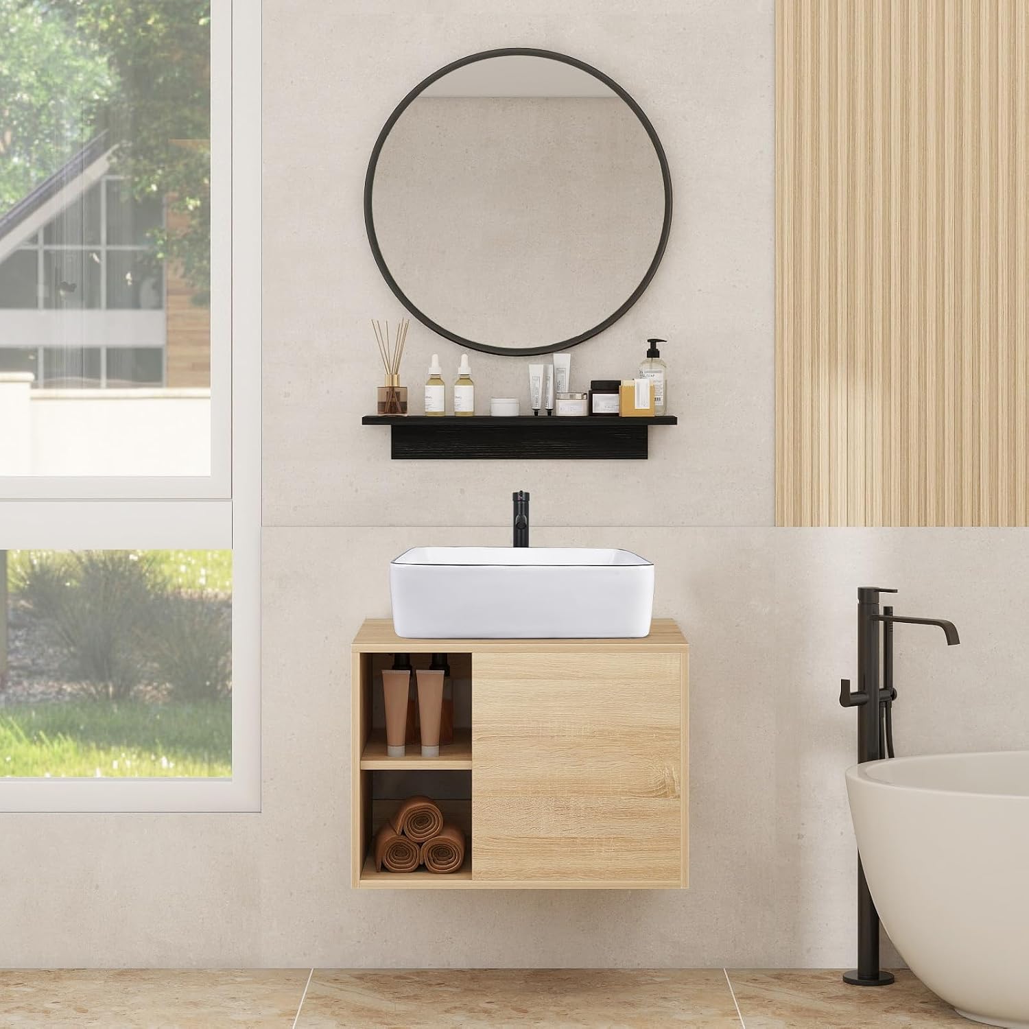 Wall Sink Mirror Floating Vanity