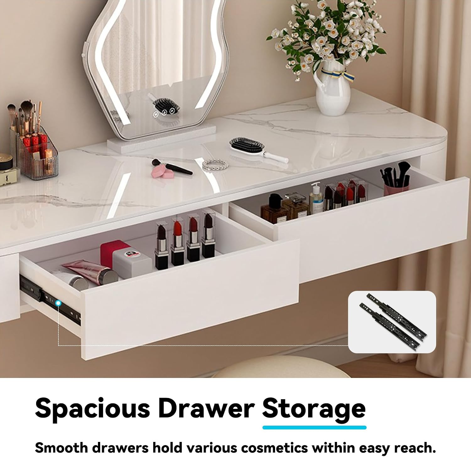 Corner Wall Storage Makeup Vanity