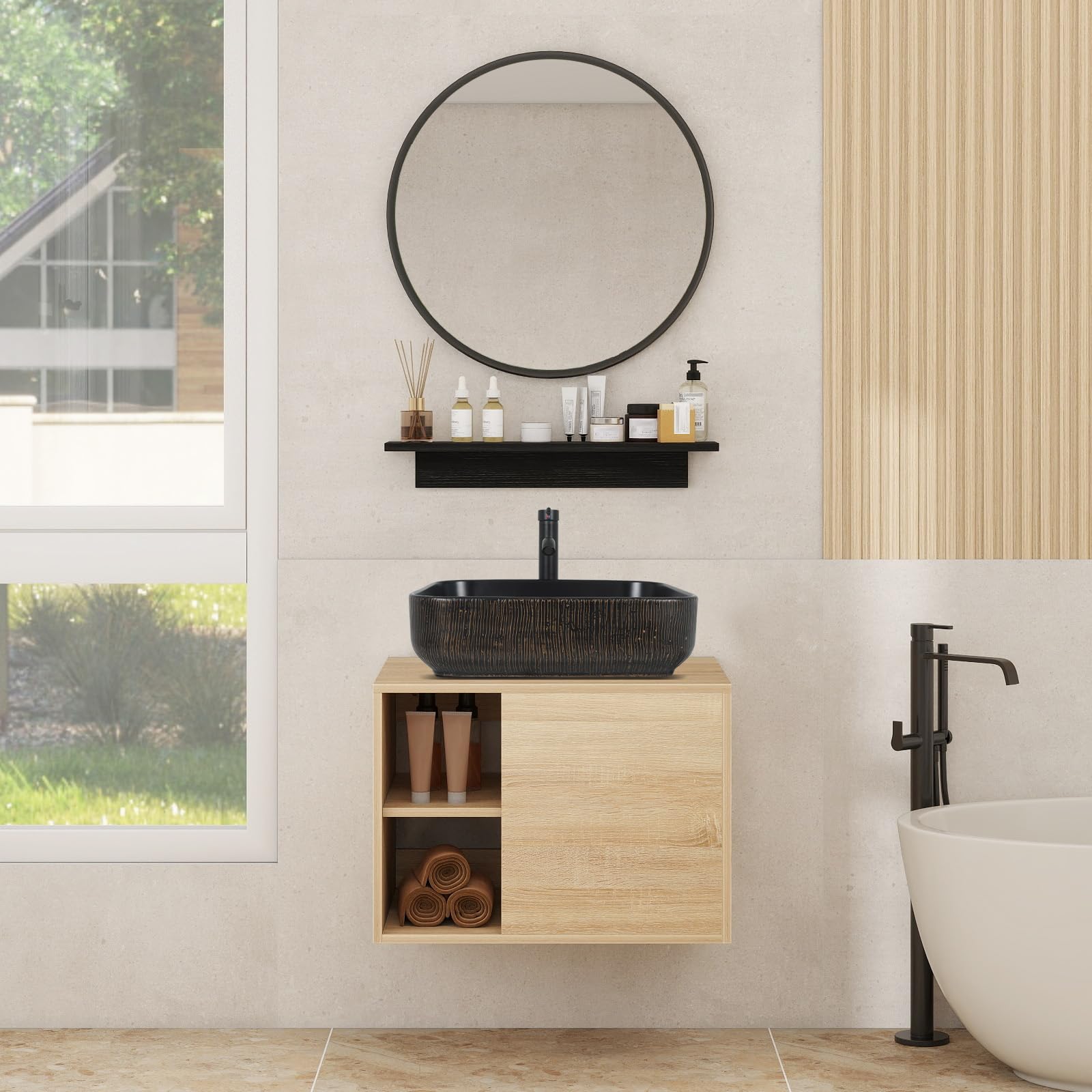 Wall Sink Mirror Floating Vanity
