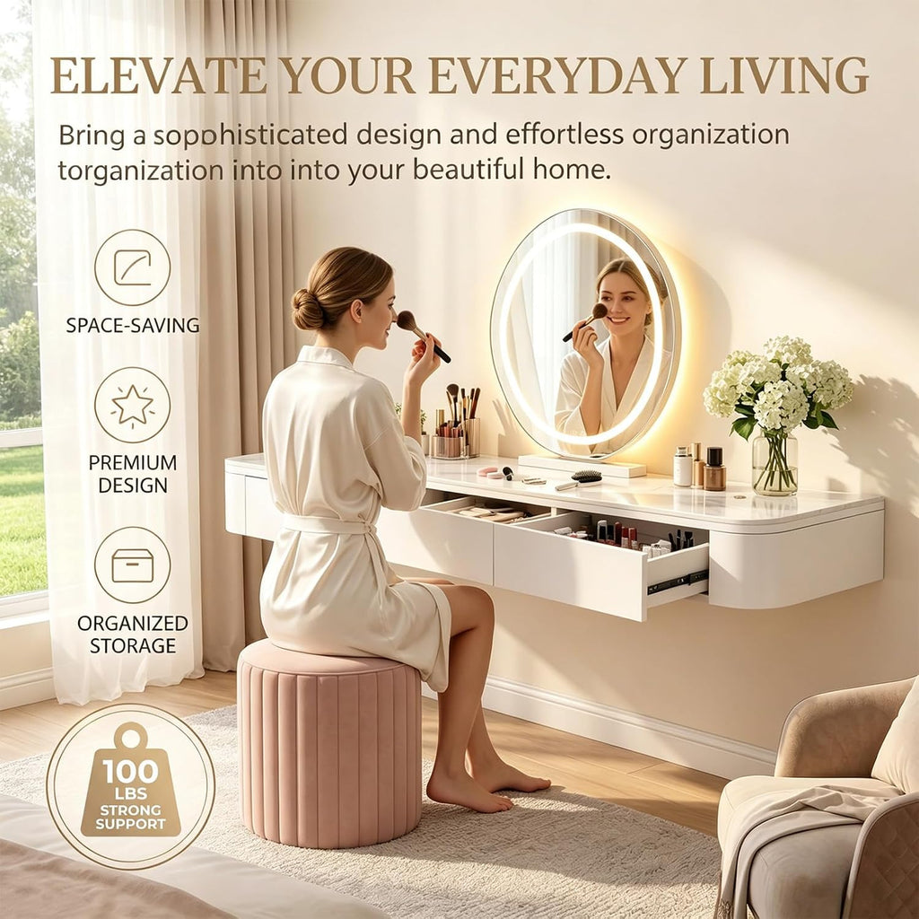 Corner Wall Hidden Drawer Vanity