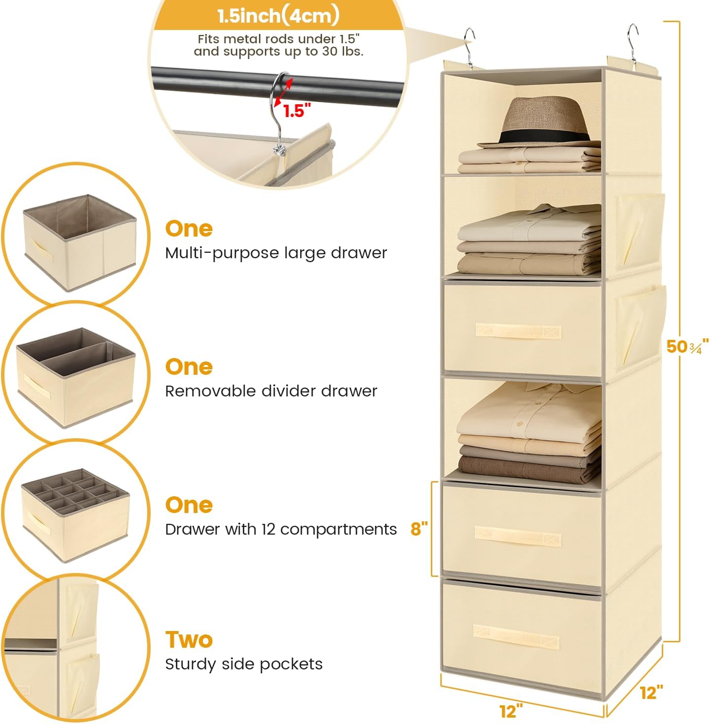 6-Shelf Hanging Closet Organizer