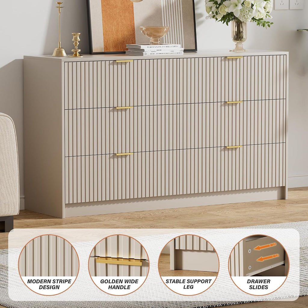 6 Drawer Golden Handle Dresser