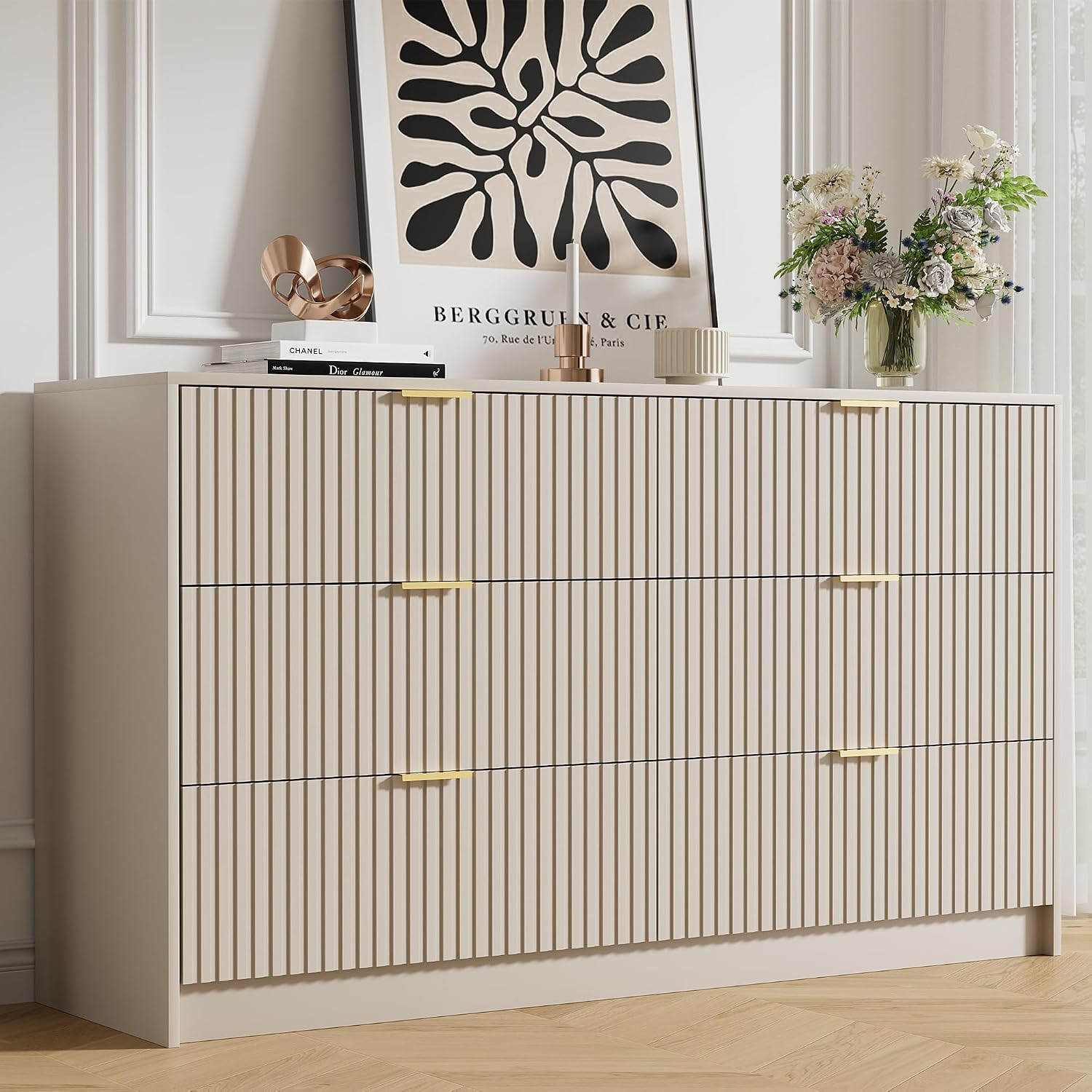 6 Drawer Golden Handle Dresser