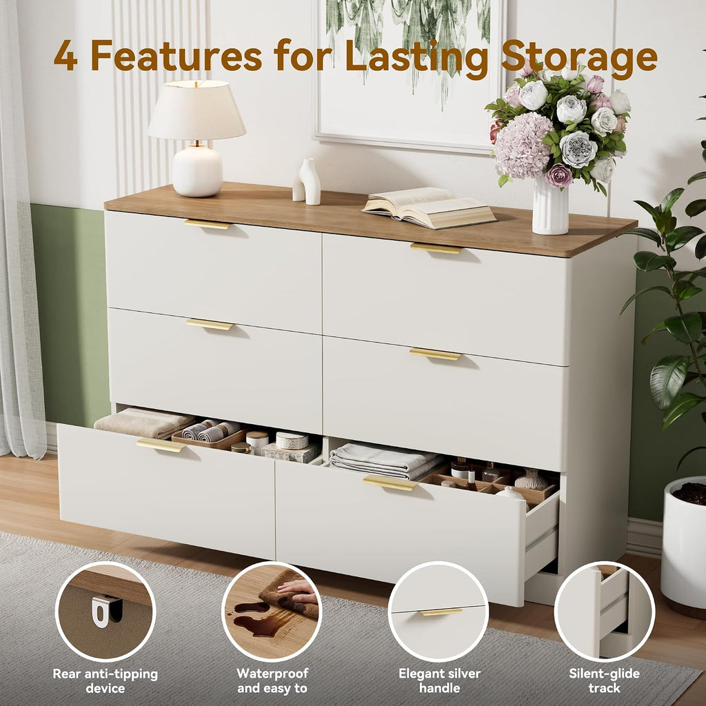 6 Drawer Curved Edge Dresser