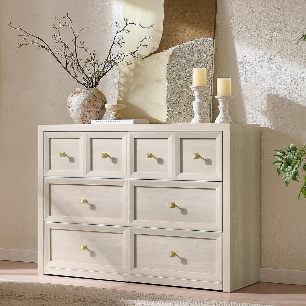 6 Drawer Farmhouse Wood Dresser