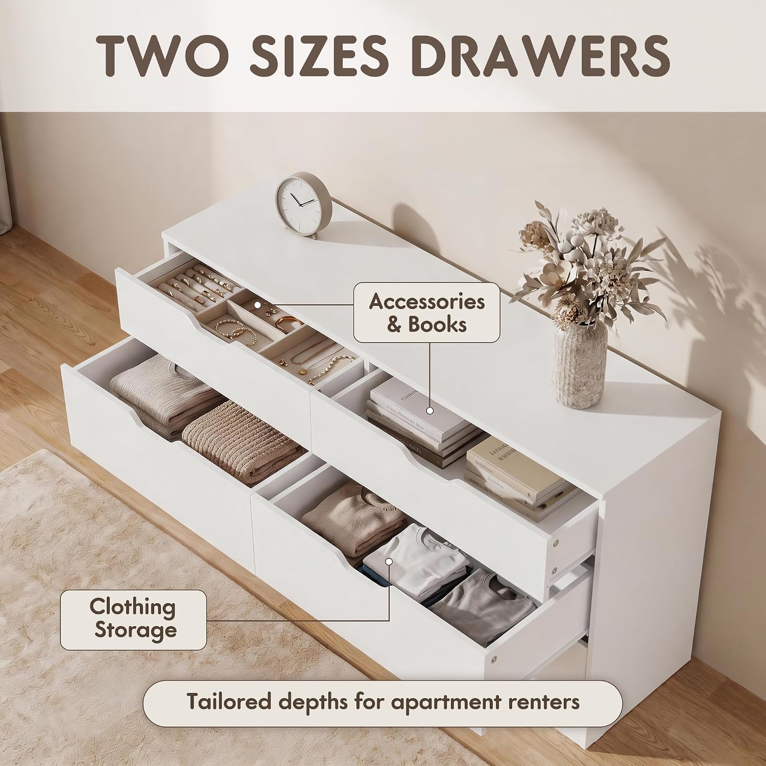 6 Drawer Modern Wood Dresser