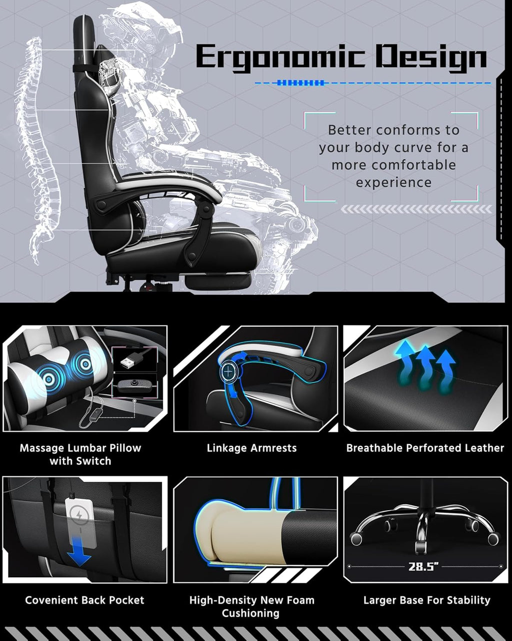 Massage PU Racing Gaming Chair