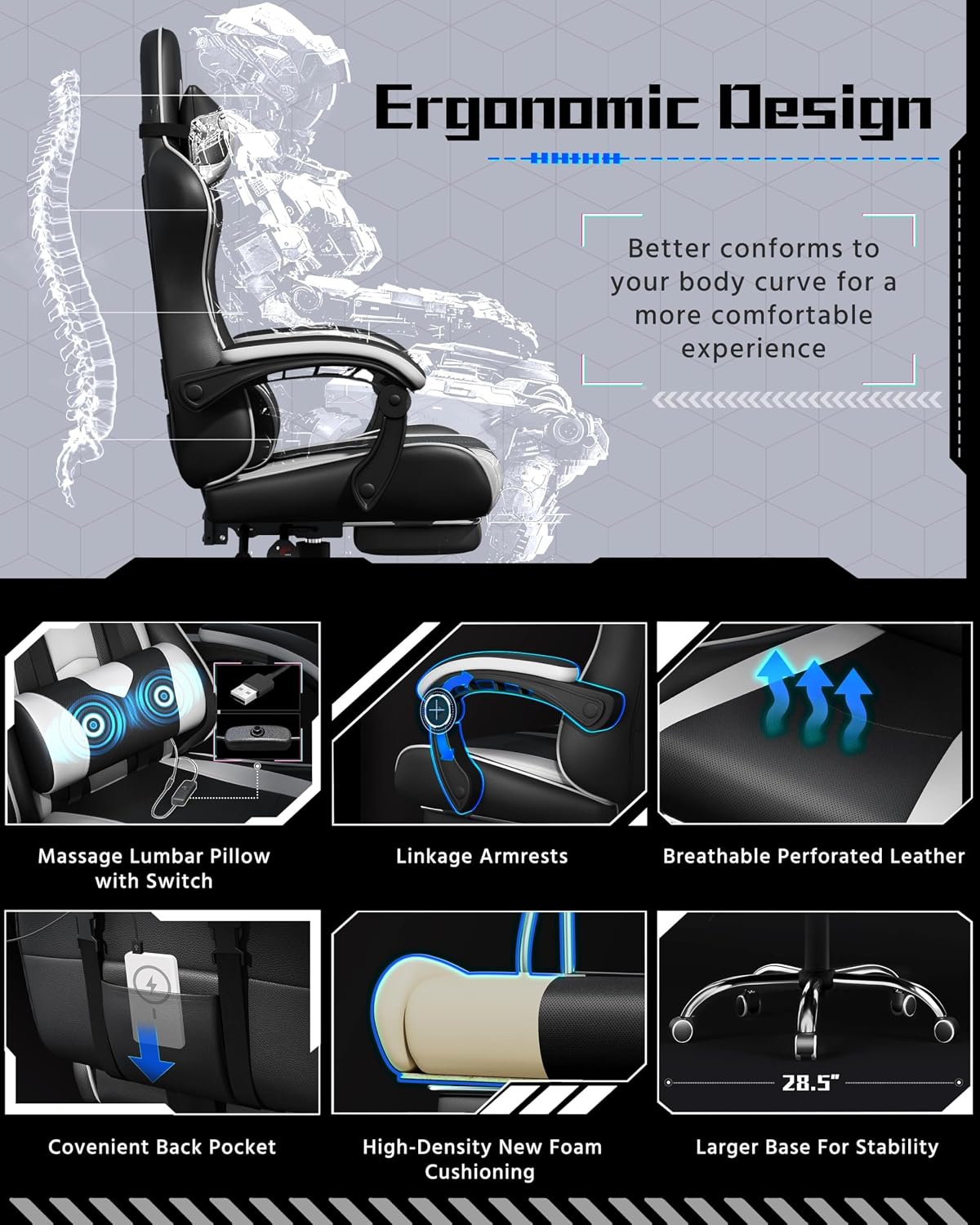 Massage PU Racing Gaming Chair