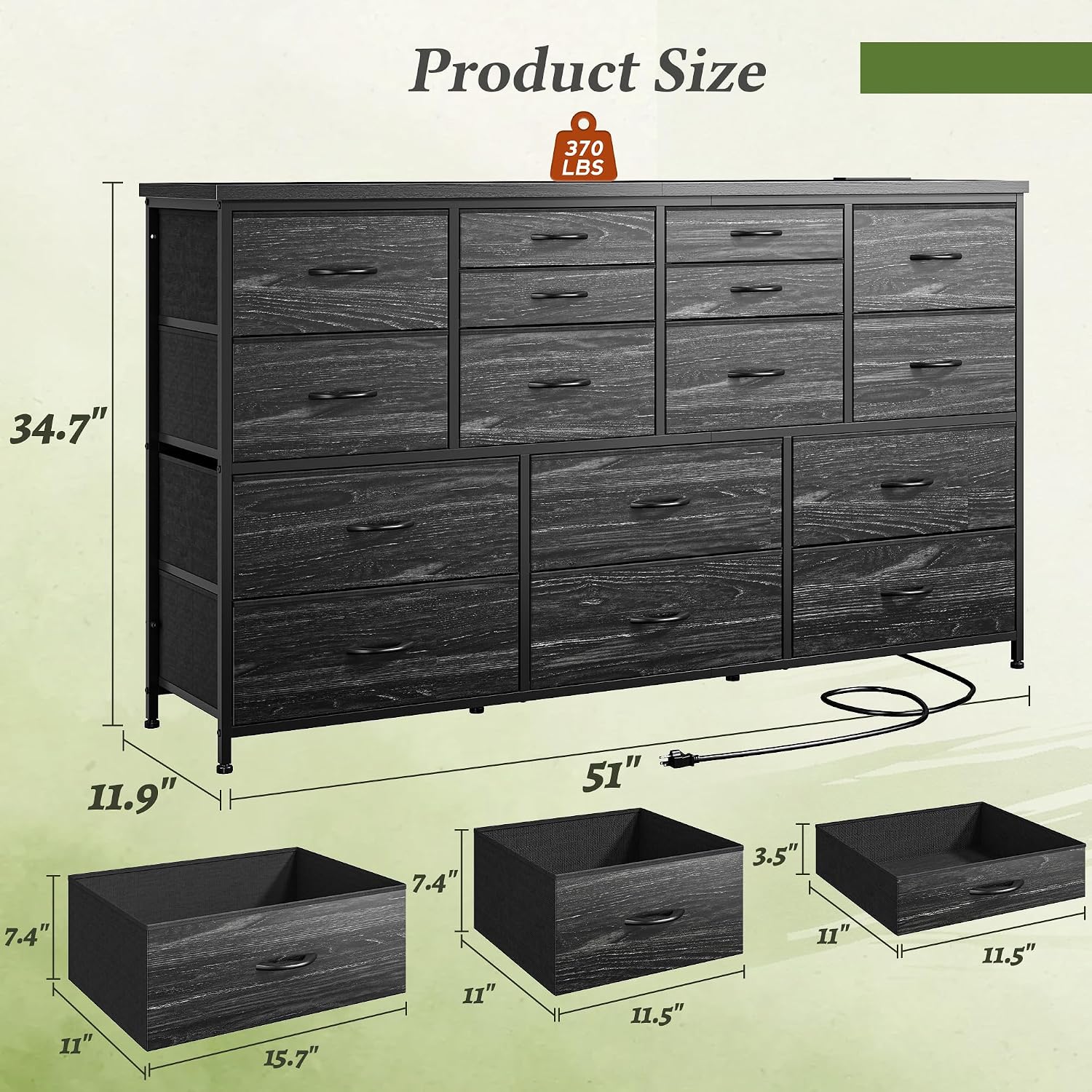 16 Drawer Charging Dresser Stand