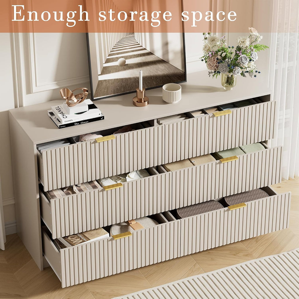 6 Drawer Golden Handle Dresser