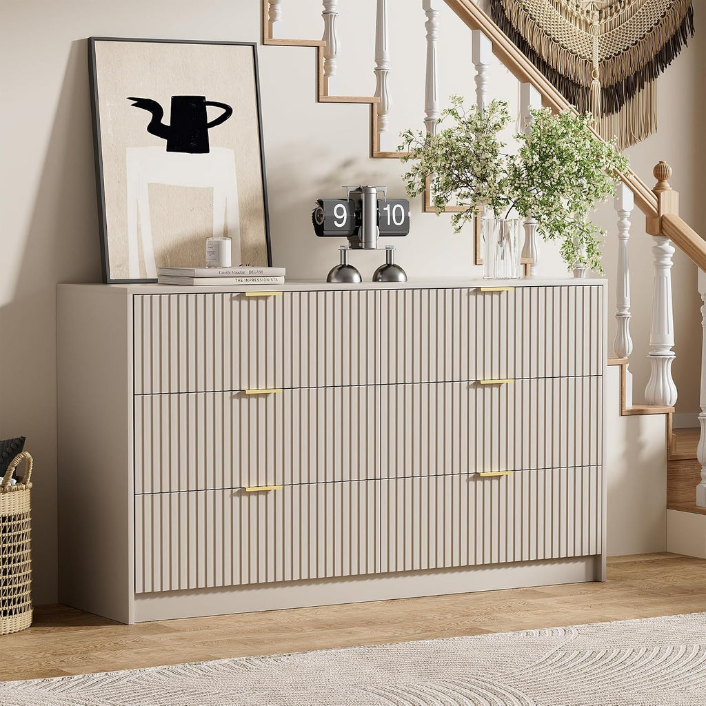 6 Drawer Golden Handle Dresser